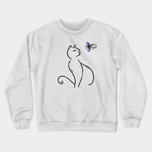 Stilisierte Katze mit Libelle Crewneck Sweatshirt